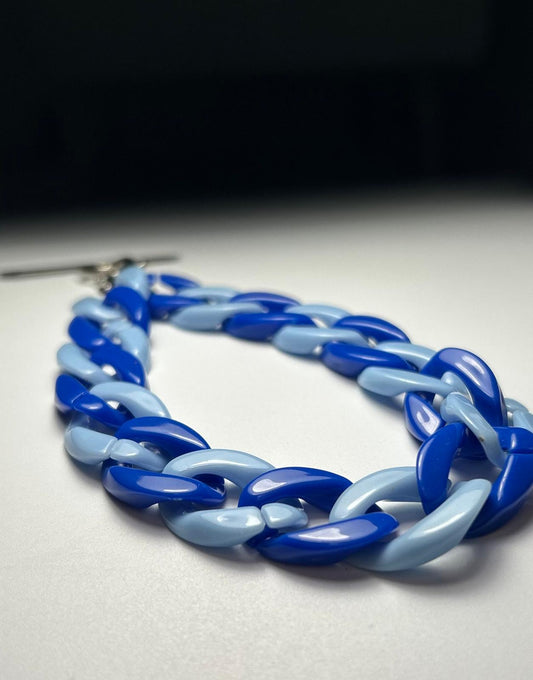 Sangle de poignet de téléphone petites mailles deux bleus