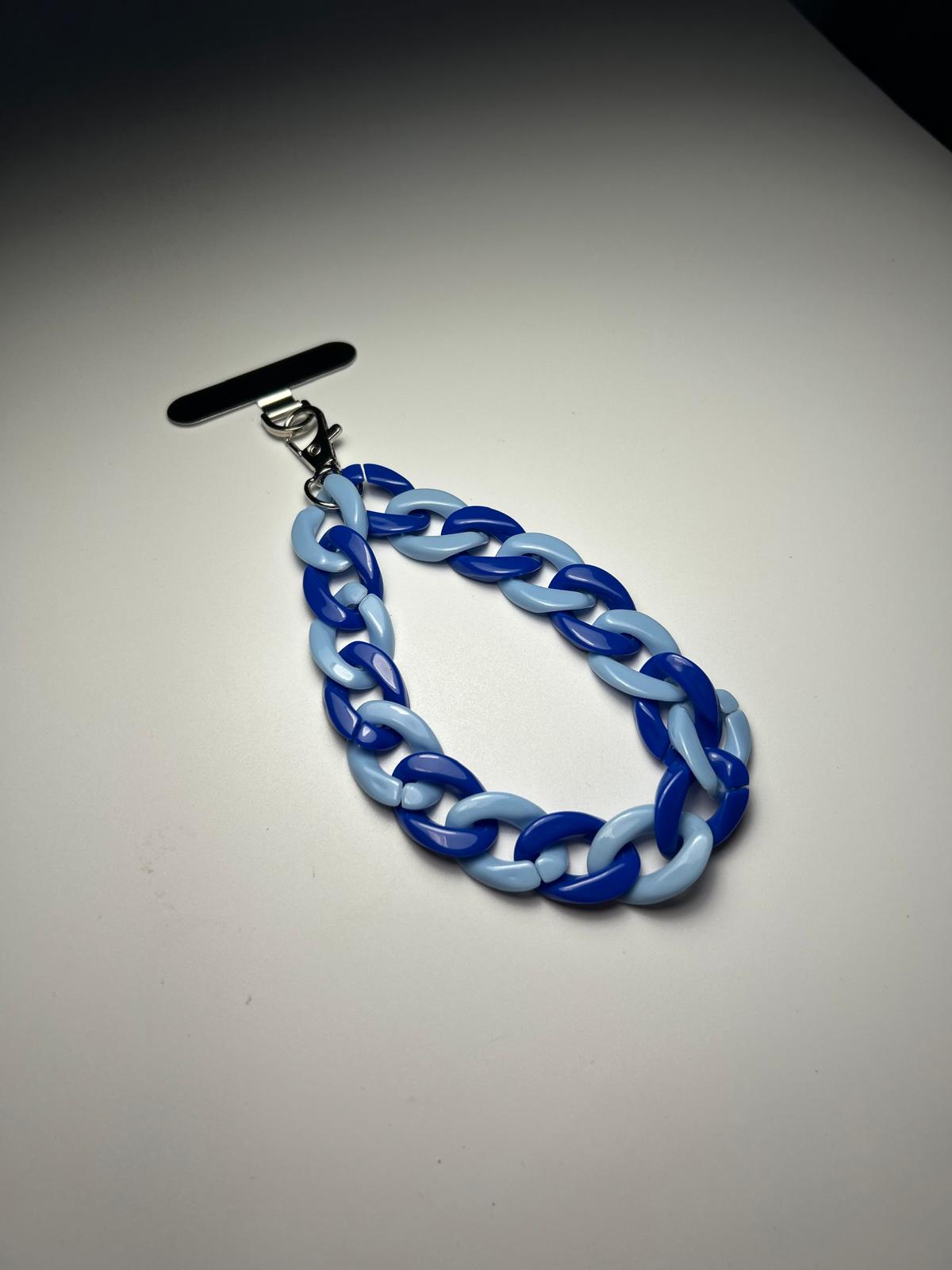 Sangle de poignet de téléphone petites mailles deux bleus