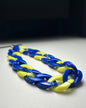 Sangle de poignet de téléphone petites mailles bleu et jaune