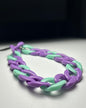 Sangle de poignet de téléphone petites mailles vert et mauve