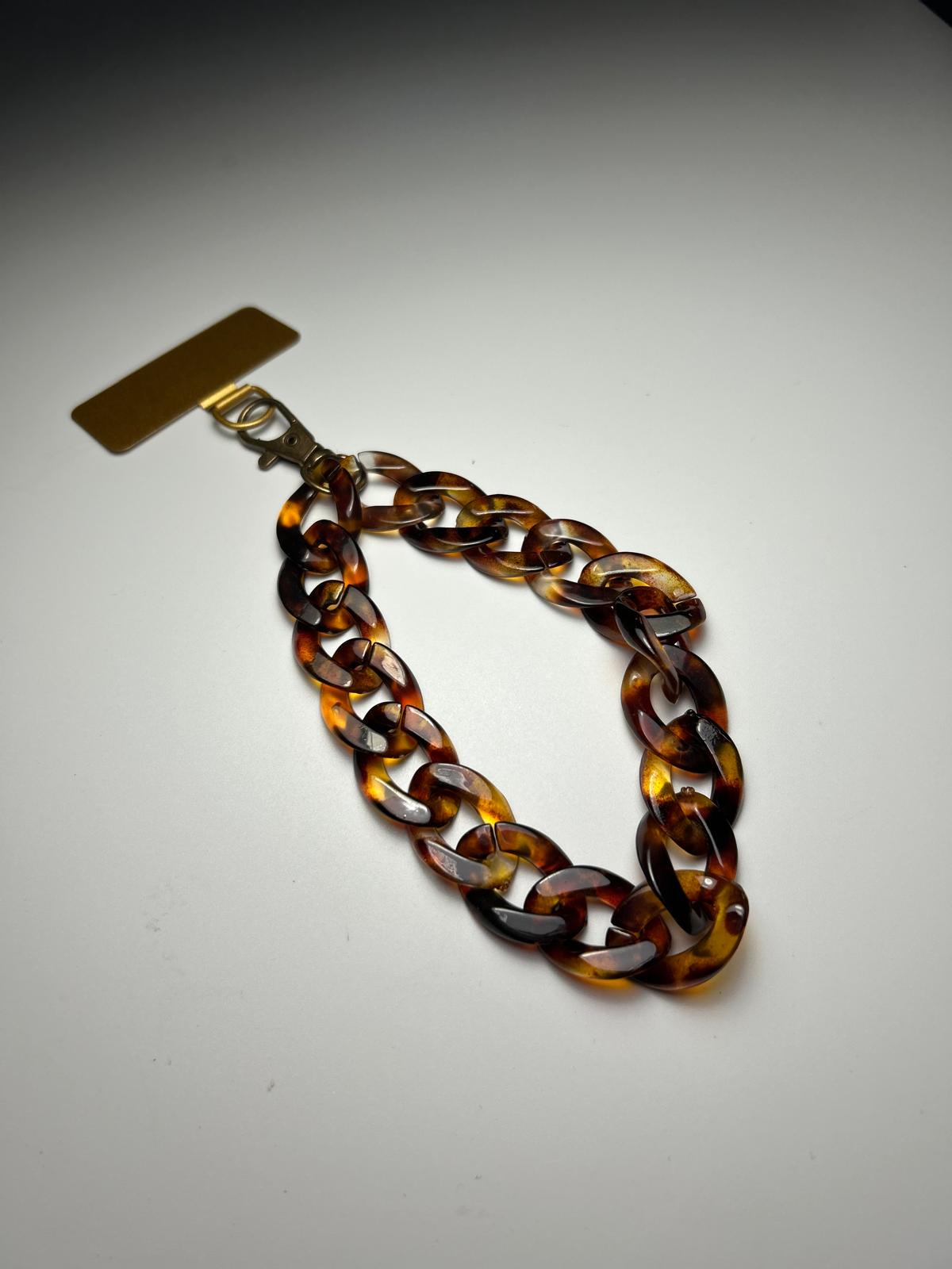 Sangle de poignet de téléphone petites mailles Marbré marron