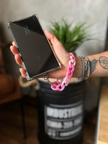 Sangle de poignet de téléphone petites mailles 3 roses